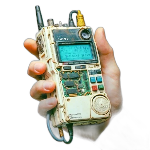 robot, weapon, staff, jewelry, cyberpunk, vaporwave, weathered, sony transparent PNG cut-out