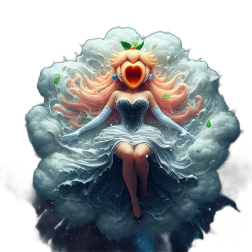 crown, creature, dress, flower, concept art, fantasy art, pixel art, watercolor transparent PNG cut-out