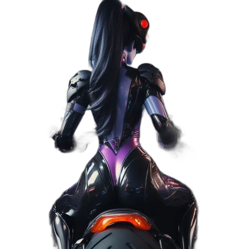 robot, dress, weapon, concept art, cyberpunk, 3d render, fantasy art, dark transparent PNG cut-out