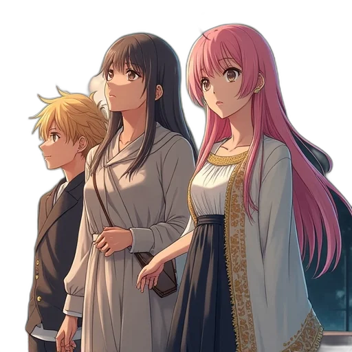 dress, staff, anime, concept art transparent PNG cut-out