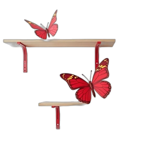 furniture, 3d render, concept art, photorealistic, red, hearts, butterflies, wall transparent PNG cut-out