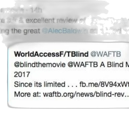 tweet, worldaccessf, tblind, about, movie, blindthemovie transparent PNG cut-out