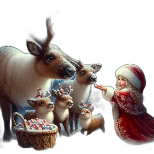 food, concept art, photorealistic, fantasy art, snow, forest, joyful, girl transparent PNG cut-out