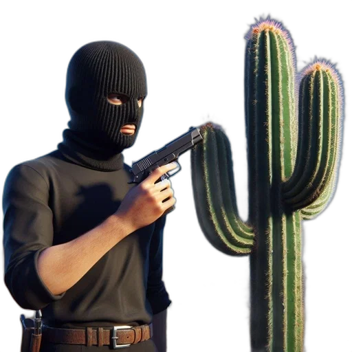 weapon, mask, hat, staff, concept art, 3d render, pixel art, photorealistic transparent PNG cut-out