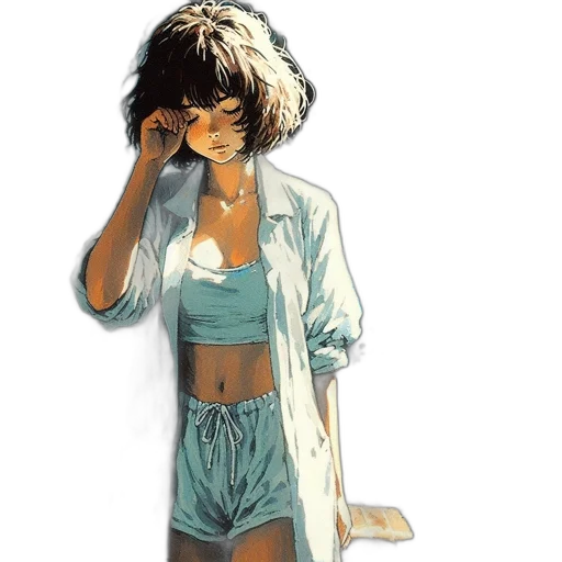 jacket, dress, concept art, watercolor, comic book art, photorealistic, neon lights, blue transparent PNG cut-out