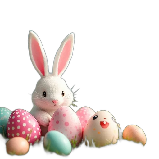 3d render, photorealistic, concept art, happy, easter, card, colored, eggs transparent PNG cut-out