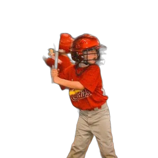 staff, weapon, young, baseball, player, red, shirt, helmet transparent PNG cut-out