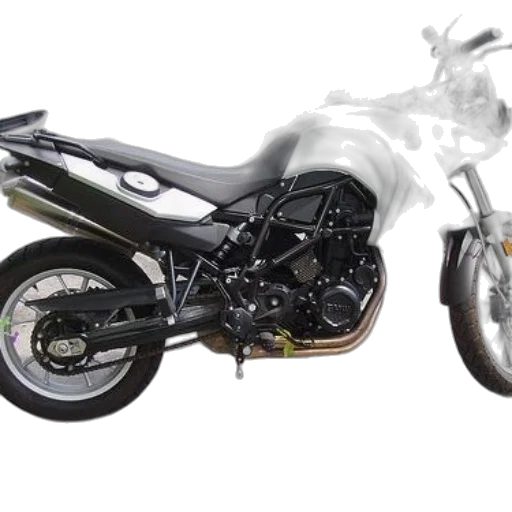 3d render, photorealistic, white, bmw, motorcycle, parked, side, street transparent PNG cut-out