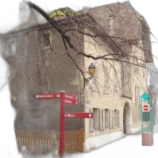building, 3d render, concept art, photorealistic, city street, snow, fog, historic transparent PNG cut-out