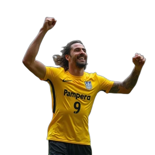 animal, soccer, player, yellow, jersey, number, word, pampera transparent PNG cut-out