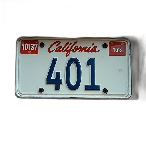 car, plate, california, reads, 401 transparent PNG cut-out