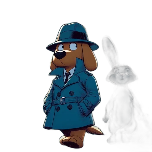jacket, hat, staff, animal, concept art, cartoon, 3d render, comic book art transparent PNG cut-out