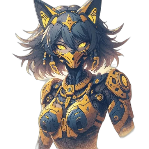 mask, robot, dress, animal, concept art, fantasy art, anime, cyberpunk transparent PNG cut-out