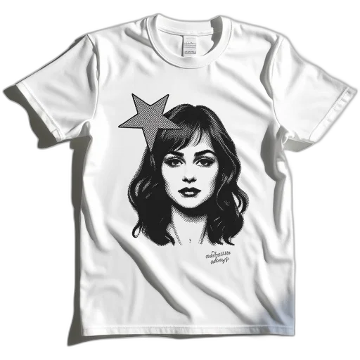 cartoon, white, t-shirt, graphic, print, stylized, portrait, person transparent PNG cut-out