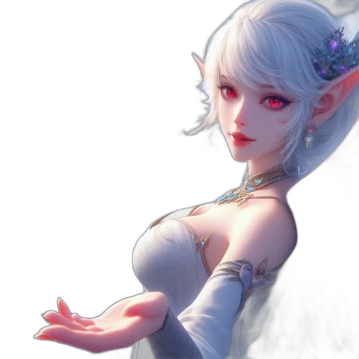 staff, dress, face, flower, fantasy art, concept art, anime, pixel art transparent PNG cut-out