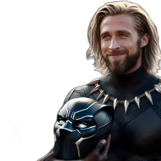 mask, comic book art, concept art, fantasy art, cartoon, man, long, blond transparent PNG cut-out