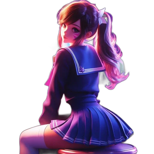 dress, robot, staff, anime, concept art, 3d render, fantasy art, neon lights transparent PNG cut-out