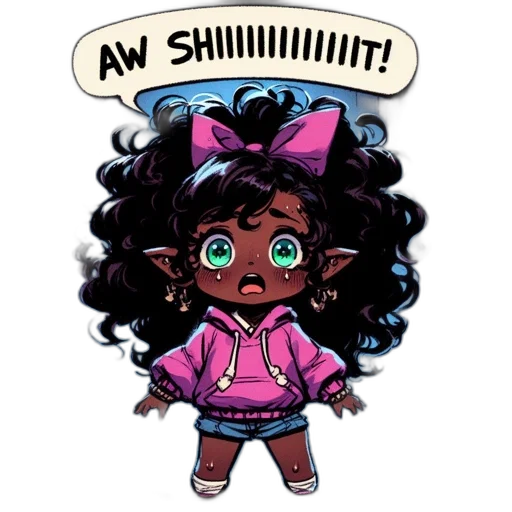 comic book art, cartoon, concept art, pixel art, chibi-style, character, surprised, expression transparent PNG cut-out