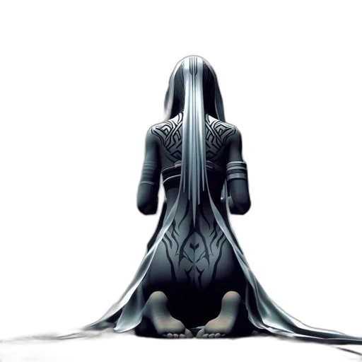 dress, robot, creature, hair, concept art, 3d render, fantasy art, comic book art transparent PNG cut-out