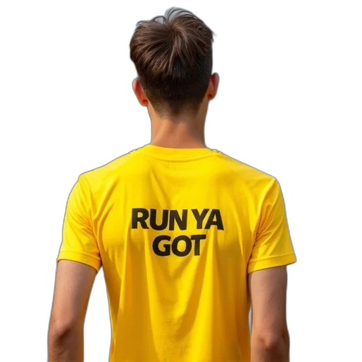man, wearing, yellow, running transparent PNG cut-out