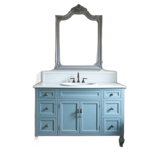 furniture, jewelry, 3d render, photorealistic, blue, pastel, monochrome, vintage-style transparent PNG cut-out