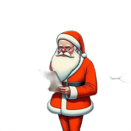 staff, concept art, cartoon, 3d render, pixel art, santa, claus, oversees transparent PNG cut-out
