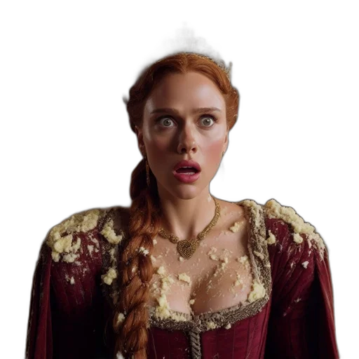 crown, dress, face, photorealistic, fire, inside, dimly, lit transparent PNG cut-out