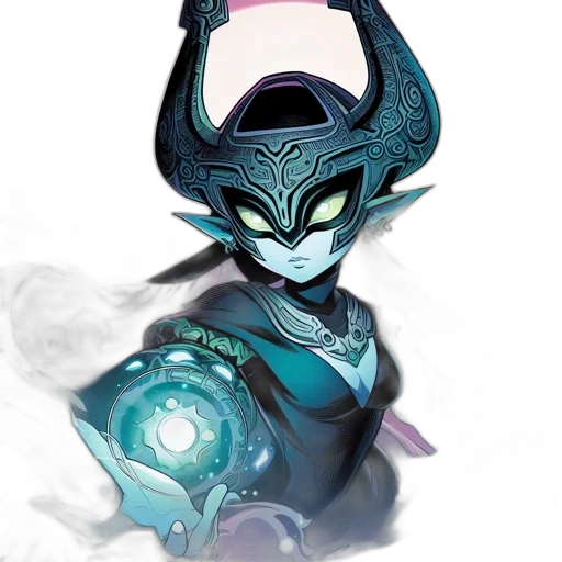 mask, staff, crown, dragon, concept art, fantasy art, comic book art, 3d render transparent PNG cut-out