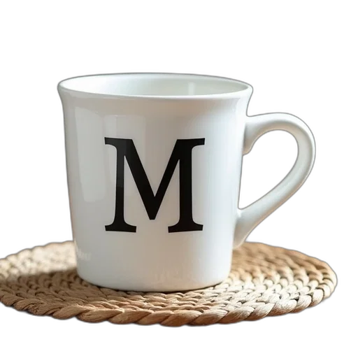 jewelry, 3d render, photorealistic, white, ceramic, mug, black, design transparent PNG cut-out
