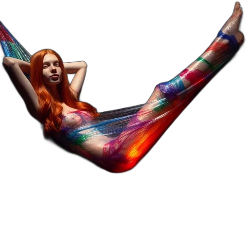 fantasy art, pixel art, concept art, photorealistic, colorful, woman, long, red transparent PNG cut-out