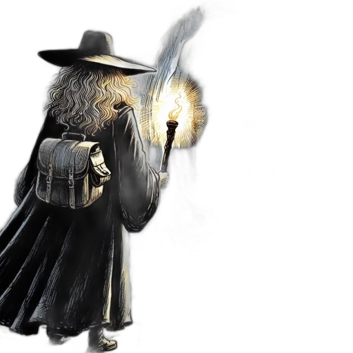 staff, hat, mask, weapon, concept art, fantasy art, comic book art, photorealistic transparent PNG cut-out