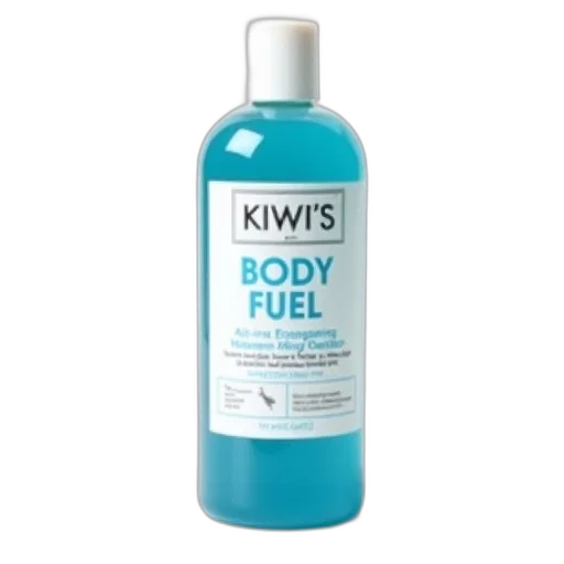 bottle, kiwi, body, fuel, all-in-one, energizing, wash, displayed transparent PNG cut-out