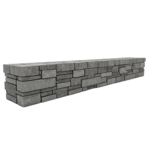 furniture, 3d render, long, rectangular, stone, wall, textured, surface transparent PNG cut-out
