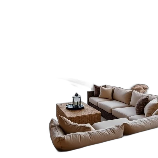 furniture, 3d render, photorealistic, concept art, earth tones, modern, patio, beige transparent PNG cut-out