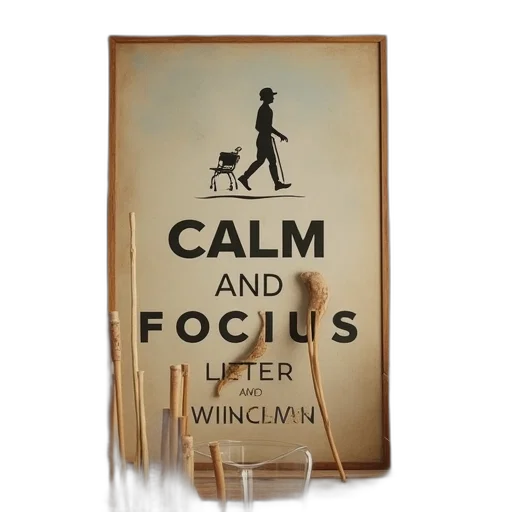 keep, calm, focus, walking, sticks, poster transparent PNG cut-out