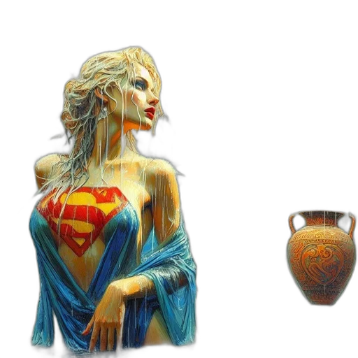 jewelry, dress, concept art, fantasy art, comic book art, oil painting, underwater, blue transparent PNG cut-out