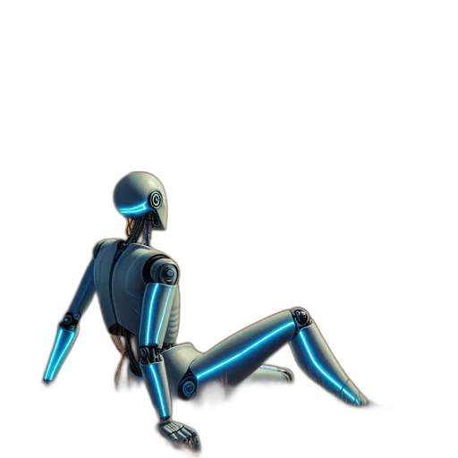 robot, staff, creature, furniture, 3d render, concept art, cyberpunk, vaporwave transparent PNG cut-out