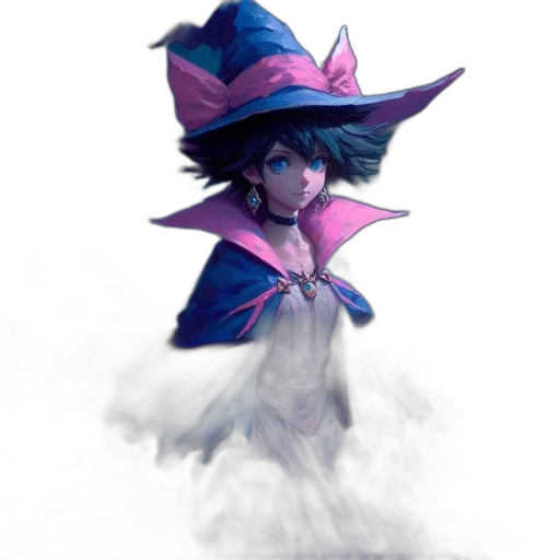hat, staff, dress, creature, concept art, fantasy art, watercolor, pixel art transparent PNG cut-out