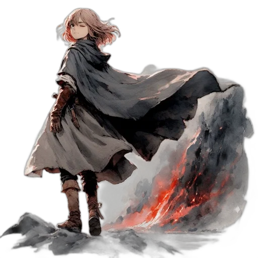 jacket, sword, weapon, dress, concept art, watercolor, fantasy art, pixel art transparent PNG cut-out