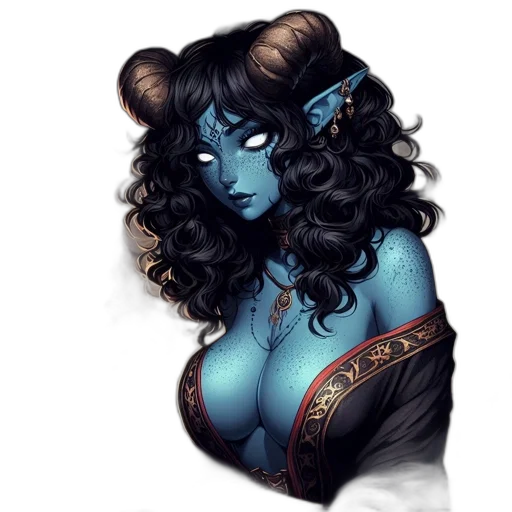 fantasy art, concept art, comic book art, watercolor, blue, dark, colorful, elfish transparent PNG cut-out