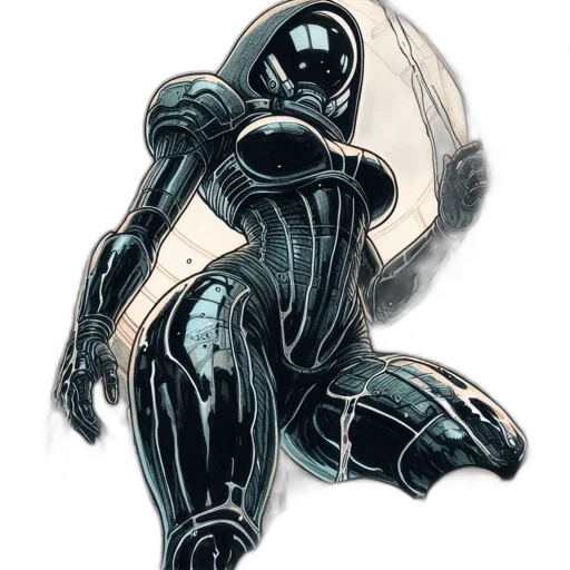 robot, comic book art, concept art, fantasy art, 3d render, monochrome, dark, advanced transparent PNG cut-out
