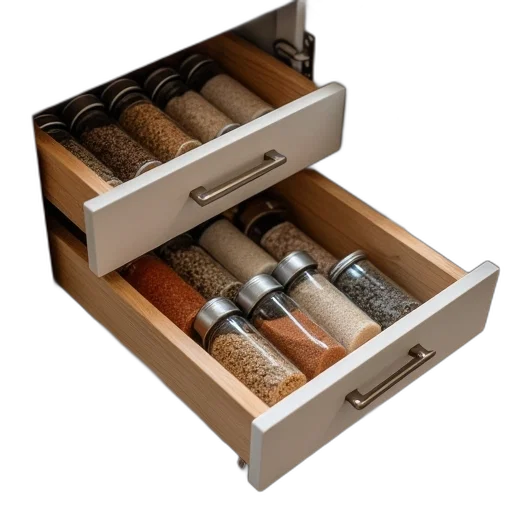 earth tones, kitchen, drawers, spice transparent PNG cut-out