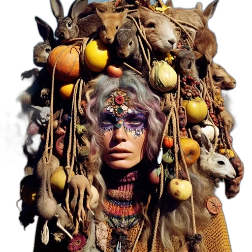 jewelry, mask, crown, face, photorealistic, earth tones, woman, headdress transparent PNG cut-out