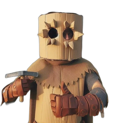 robot, staff, mask, weapon, 3d render, concept art, fantasy art, pixel art transparent PNG cut-out