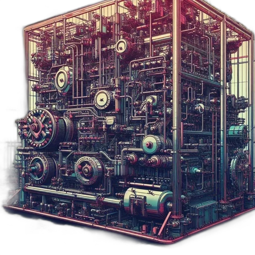 robot, building, weapon, furniture, concept art, 3d render, pixel art, cyberpunk transparent PNG cut-out