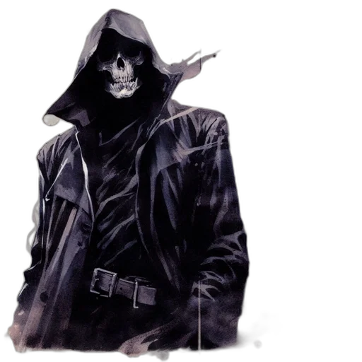 jacket, mask, staff, weapon, concept art, comic book art, fantasy art, watercolor transparent PNG cut-out