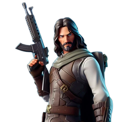 weapon, jacket, face, concept art, pixel art, fantasy art, 3d render, animated transparent PNG cut-out