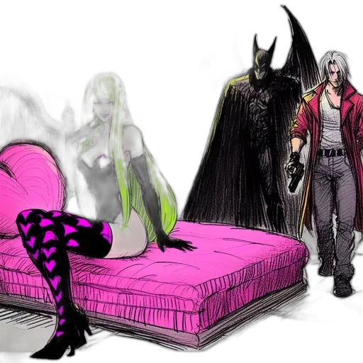 furniture, concept art, comic book art, fantasy art, 3d render, dark, monochrome, neon transparent PNG cut-out