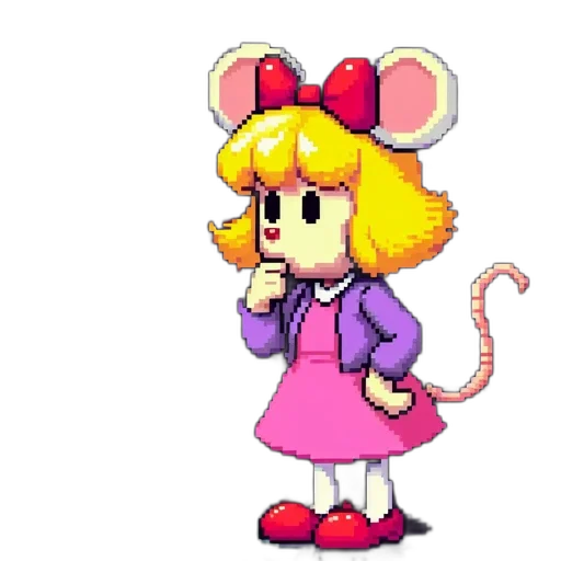 staff, animal, hat, dress, pixel art, concept art, 3d render, cartoon transparent PNG cut-out
