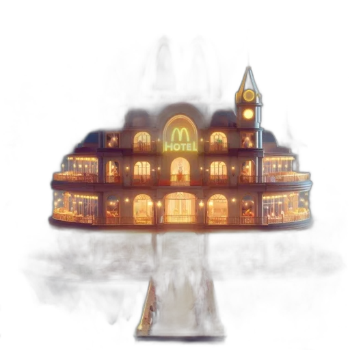 crown, building, hat, concept art, 3d render, fantasy art, watercolor, fog transparent PNG cut-out